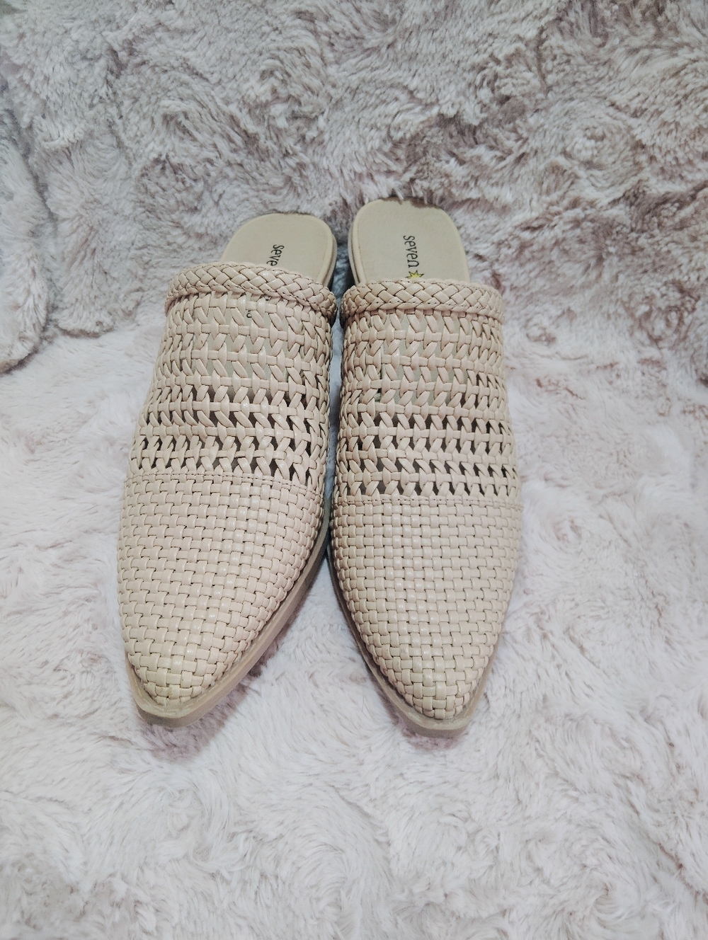 Seven Dials, Quinton Block Heel Woven Pointed-Toe Mules. Size 7.5 - Picture 2 of 8